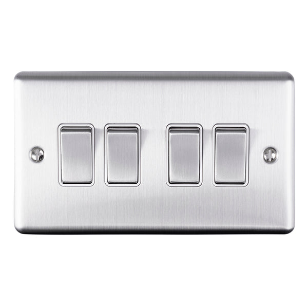 Eurolite Enhance Decorative 4 Gang Switch - Satin Stainless - EN4SWSSW - Choice Handles