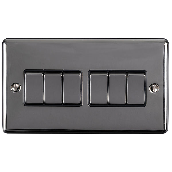 Eurolite Enhance Decorative 6 Gang Switch - Black Nickel - EN6SWBNB - Choice Handles