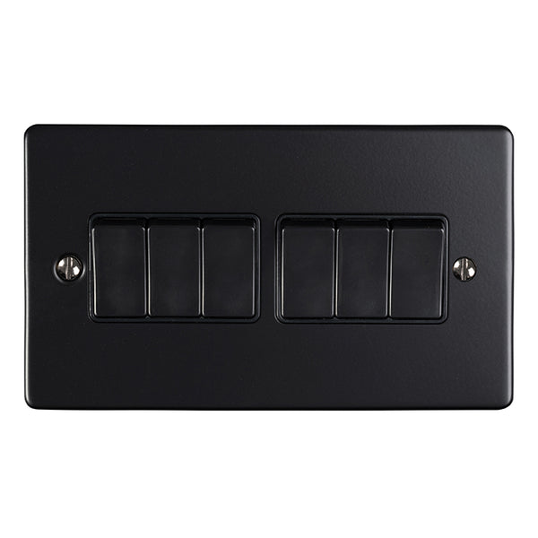 Eurolite Enhance Decorative 6 Gang Switch - Matt Black - EN6SWMBB - Choice Handles