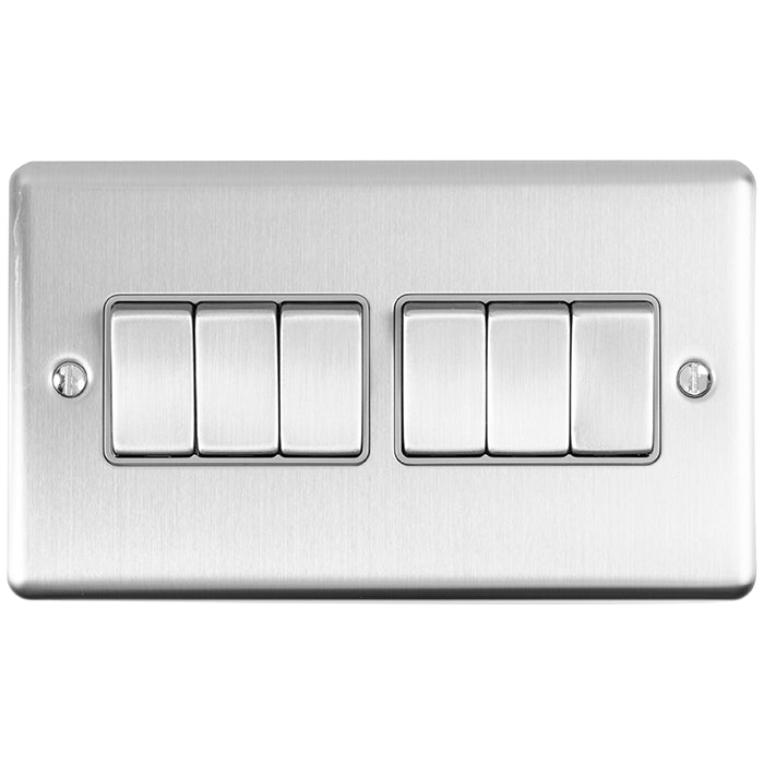 Eurolite Enhance Decorative 6 Gang Switch - Satin Stainless - EN6SWSSG - Choice Handles