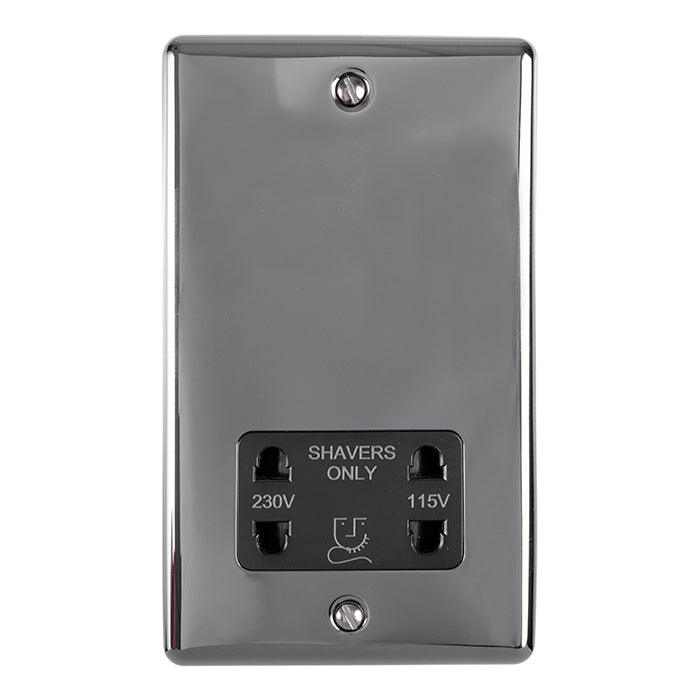 Eurolite Enhance Decorative Shaver Socket - Black Nickel - ENSHSBNB - Choice Handles