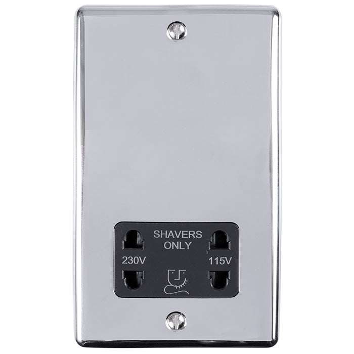 Eurolite Enhance Decorative Shaver Socket - Polished Chrome - ENSHSPCB - Choice Handles