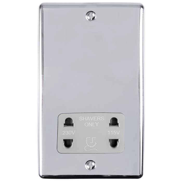 Eurolite Enhance Decorative Shaver Socket - Polished Chrome - ENSHSPCG - Choice Handles