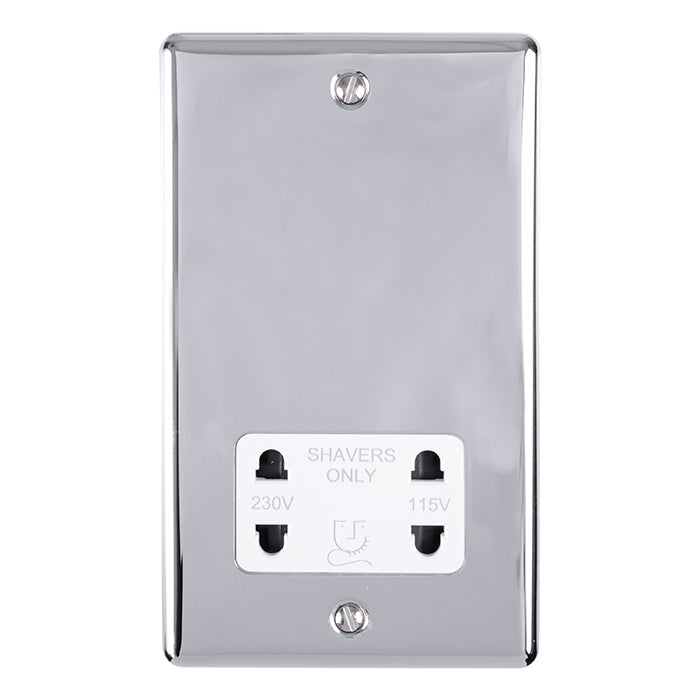 Eurolite Enhance Decorative Shaver Socket - Polished Chrome - ENSHSPCW - Choice Handles