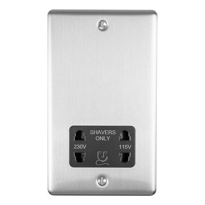 Eurolite Enhance Decorative Shaver Socket - Satin Stainless - ENSHSSSB - Choice Handles