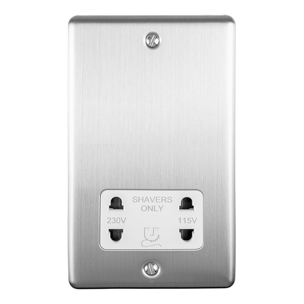 Eurolite Enhance Decorative Shaver Socket - Satin Stainless - ENSHSSSW - Choice Handles