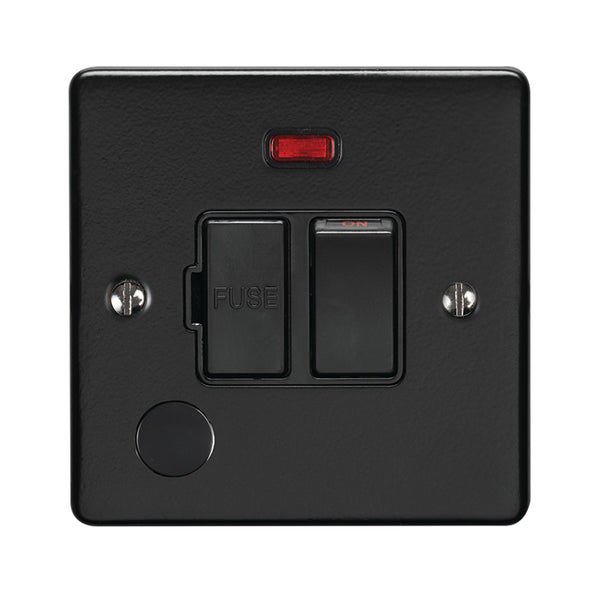 Eurolite Enhance Decorative Switched Fuse Spur With Flex Outlet - Matt Black - ENSWFFOMBB - Choice Handles