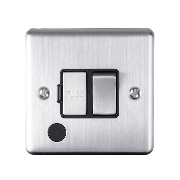 Eurolite Enhance Decorative Switched Fuse Spur With Flex Outlet - Satin Stainless - ENSWFFOSSB - Choice Handles