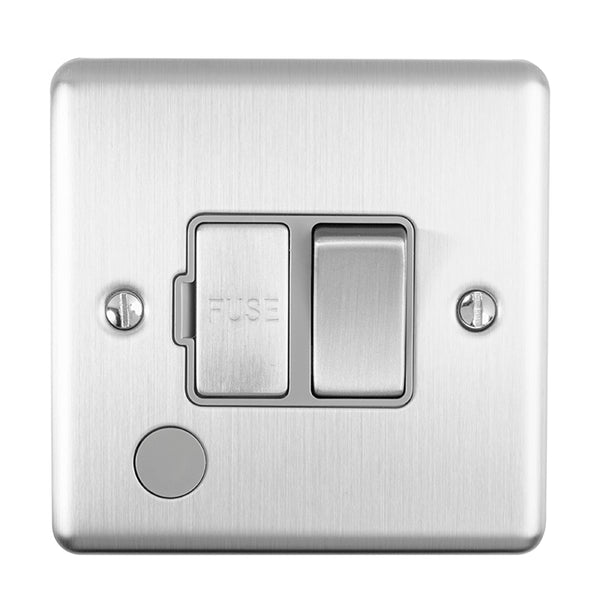 Eurolite Enhance Decorative Switched Fuse Spur With Flex Outlet - Satin Stainless - ENSWFFOSSG - Choice Handles