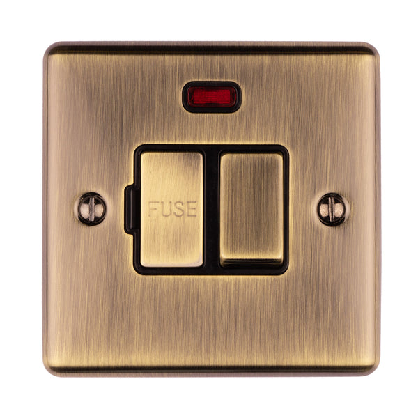 Eurolite Enhance Decorative Switched Fuse Spur With Neon Indicator - Antique - ENSWFNABB - Choice Handles