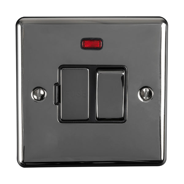 Eurolite Enhance Decorative Switched Fuse Spur With Neon Indicator - Black Nickel - ENSWFNBNB - Choice Handles