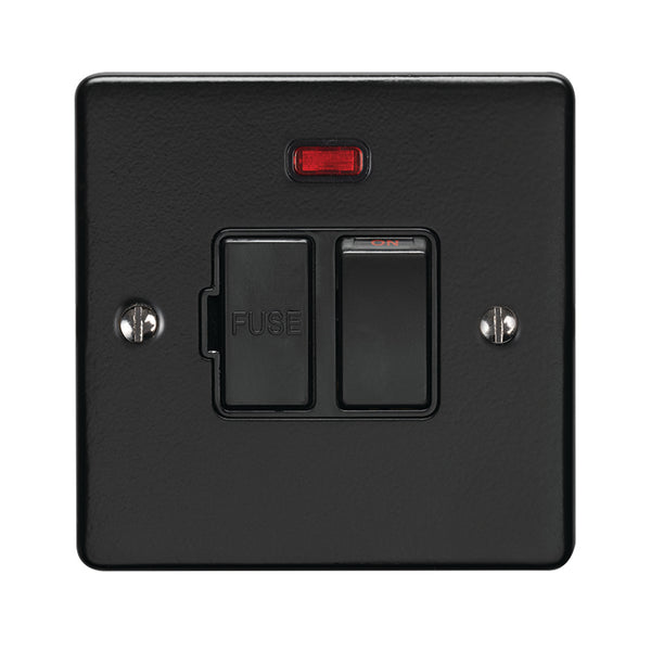 Eurolite Enhance Decorative Switched Fuse Spur With Neon Indicator - Matt Black - ENSWFNMBB - Choice Handles