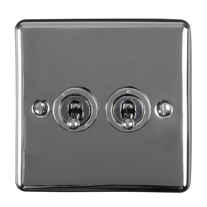 Eurolite Enhance Decorative 2 Gang Toggle Switch - Black Nickel - ENT2SWBN - Choice Handles