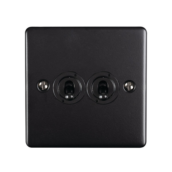 Eurolite Enhance Decorative 2 Gang Toggle Switch - Matt Black - ENT2SWMBB - Choice Handles