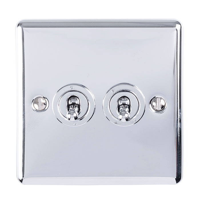 Eurolite Enhance Decorative 2 Gang Toggle Switch - Polished Chrome - ENT2SWPC - Choice Handles