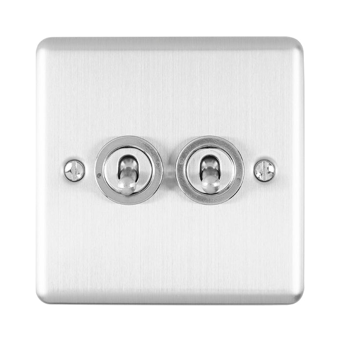 Eurolite Enhance Decorative 2 Gang Toggle Switch - Satin Stainless - ENT2SWSS - Choice Handles