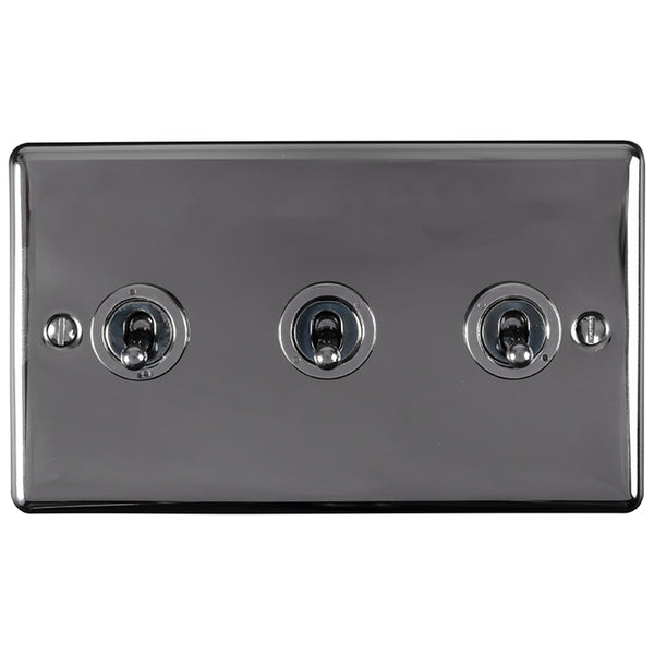 Eurolite Enhance Decorative 3 Gang Toggle Switch - Black Nickel - ENT3SWBN - Choice Handles