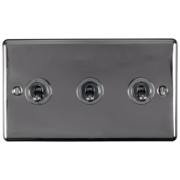 Eurolite Enhance Decorative 3 Gang Toggle Switch - Black Nickel - ENT3SWBN - Choice Handles