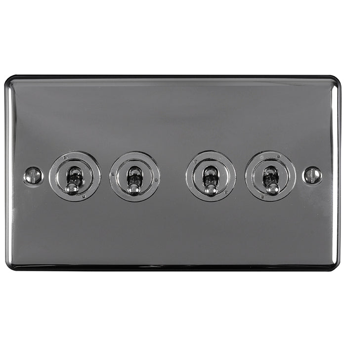 Eurolite Enhance Decorative 4 Gang Toggle Switch - Black Nickel - ENT4SWBN - Choice Handles