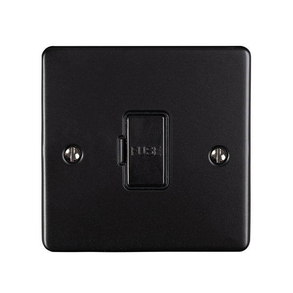 Eurolite Enhance Decorative Unswitched Fuse Spur - Matt Black - ENUSWFMBB - Choice Handles