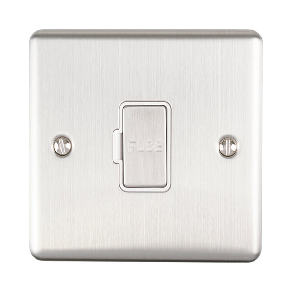 Eurolite Enhance Decorative Unswitched Fuse Spur - Satin Stainless - ENUSWFSSW - Choice Handles