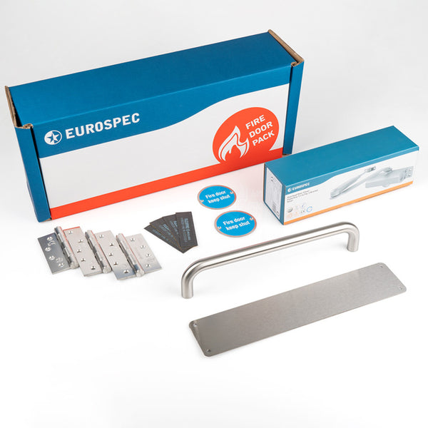 Eurospec - Residential Fire Door Pack - Push/Pull - Satin Stainless Steel - FDPR2
