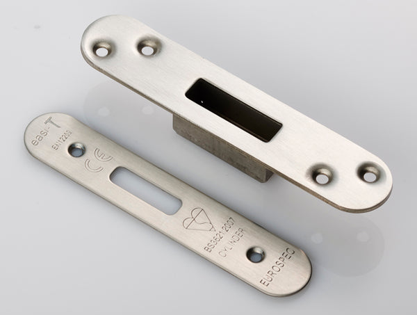 Eurospec - Forend Strike & Fixing Pack - Edbl - Radius - Satin Stainless Steel - FSF5019SSS/R