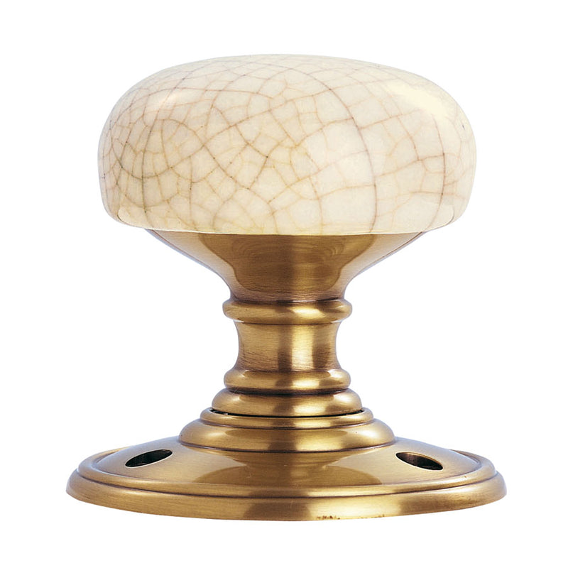 Carlisle Brass - Delamain Porcelain Knob - Ivory crackle / Florentine bronze - DK34ICFB - Choice Handles