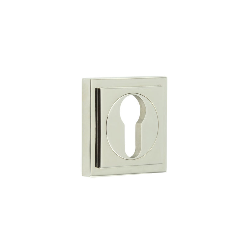 Burlington - Euro Profile Escutcheons Square Stepped Rose - Polished Nickel - BUR-61PN-173PN - Choice Handles