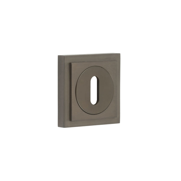 Burlington - Standard Keyway Escutcheons Square Stepped Rose - Dark Bronze - BUR-60DB-173DB - Choice Handles