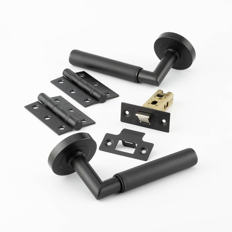 Frelan - Nero Door Pack including Handles, Hinges and Latch - Matt Black - JMB400PK - Choice Handles