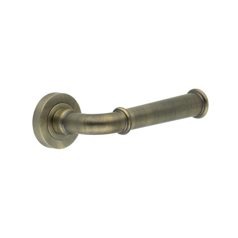 Jedo - Classic Lever On Rose Door Handle - Antique Brass - JV847AB - Choice Handles