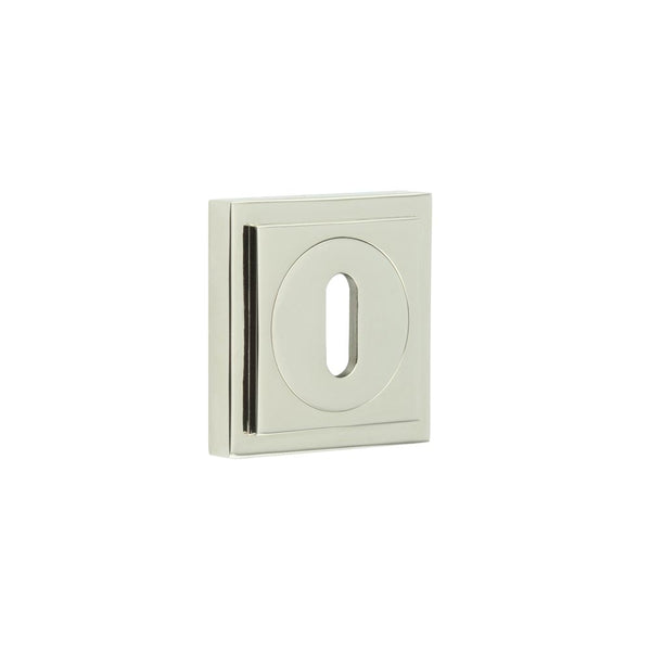 Burlington - Standard Keyway Escutcheons Square Stepped Rose - Polished Nickel - BUR-60PN-173PN - Choice Handles