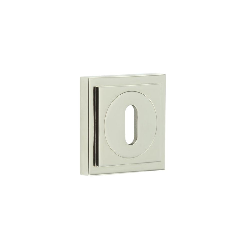 Burlington - Standard Keyway Escutcheons Square Stepped Rose - Polished Nickel - BUR-60PN-173PN - Choice Handles