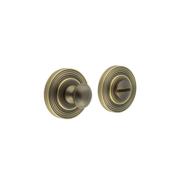 Burlington - Turns & Releases Inner 1 Reeded Rose - Antique Brass - BUR-80AB-53AB - Choice Handles