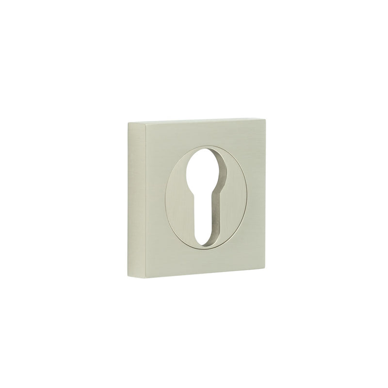 Burlington - Euro Profile Escutcheons Square Plain Rose - Satin Nickel - BUR-61SN-171SN - Choice Handles