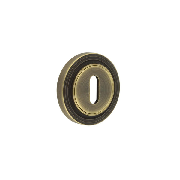 Burlington - Standard Keyway Escutcheons Reeded Rose - Antique Brass - BUR-60AB-74AB - Choice Handles