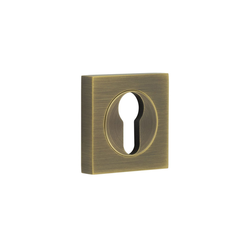 Burlington - Euro Profile Escutcheons Square Plain Rose - Antique Brass - BUR-61AB-171AB - Choice Handles