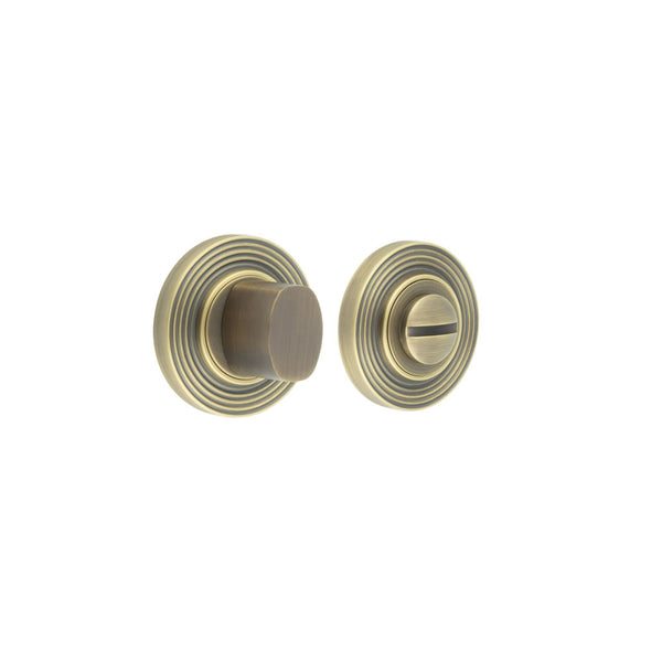 Burlington - Turns & Releases Inner 3 Reeded Rose - Antique Brass - BUR-81AB-53AB - Choice Handles