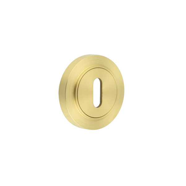 Burlington - Standard Keyway Escutcheons Plain Rose - Satin Brass - BUR-60SB-71SB - Choice Handles