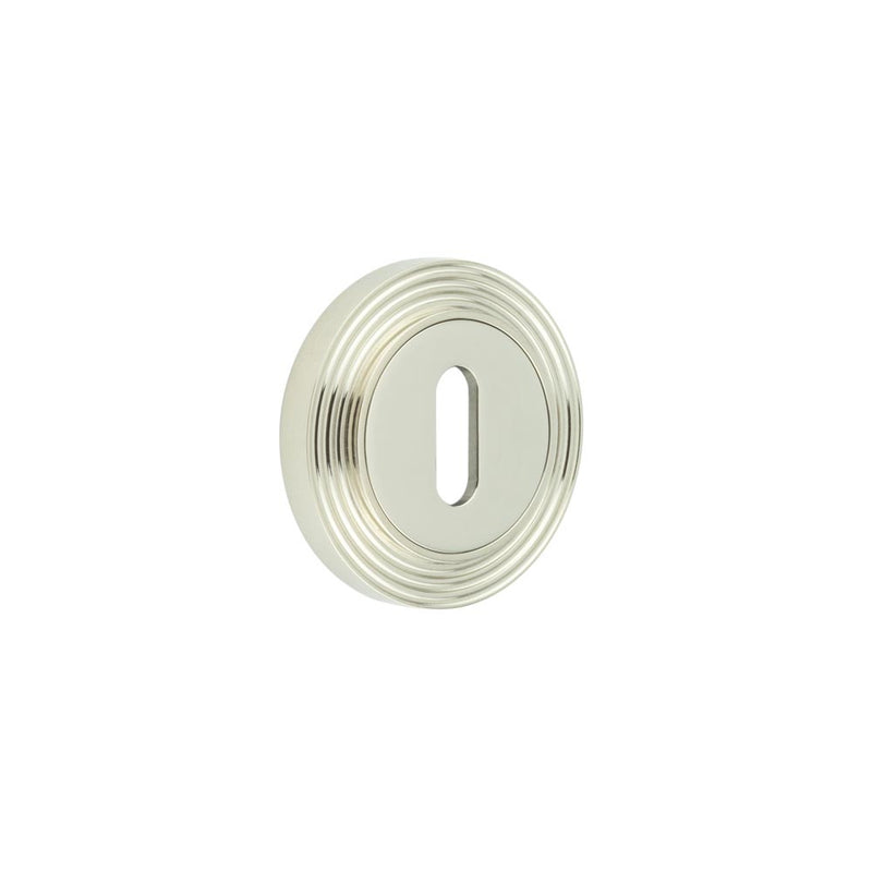 Burlington - Standard Keyway Escutcheons Reeded Rose - Polished Nickel - BUR-60PN-74PN - Choice Handles