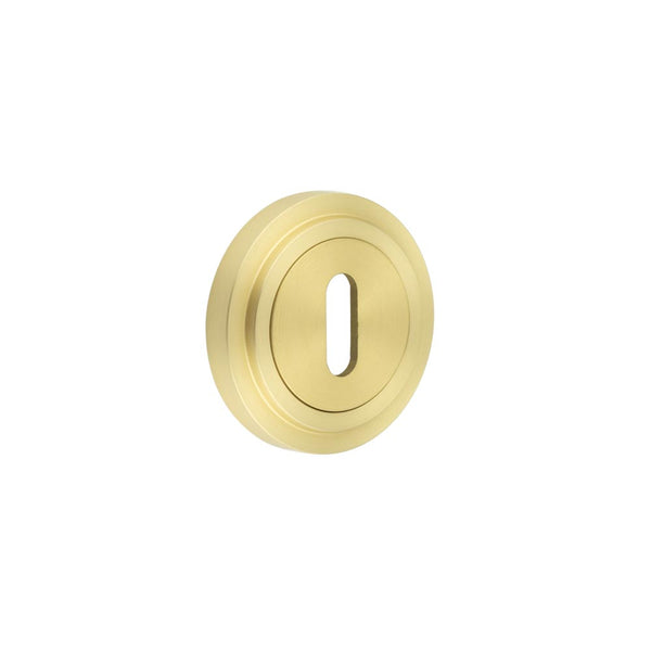 Burlington - Standard Keyway Escutcheons Stepped Rose - Satin Brass - BUR-60SB-73SB - Choice Handles