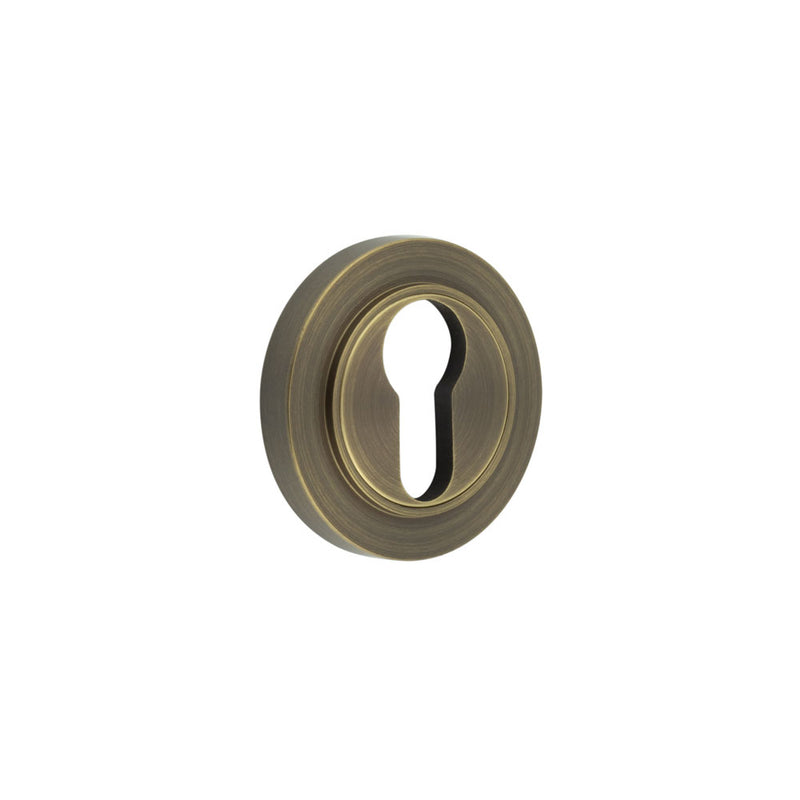 Burlington - Euro Profile Escutcheons Plain Rose - Antique Brass - BUR-61AB-71AB - Choice Handles