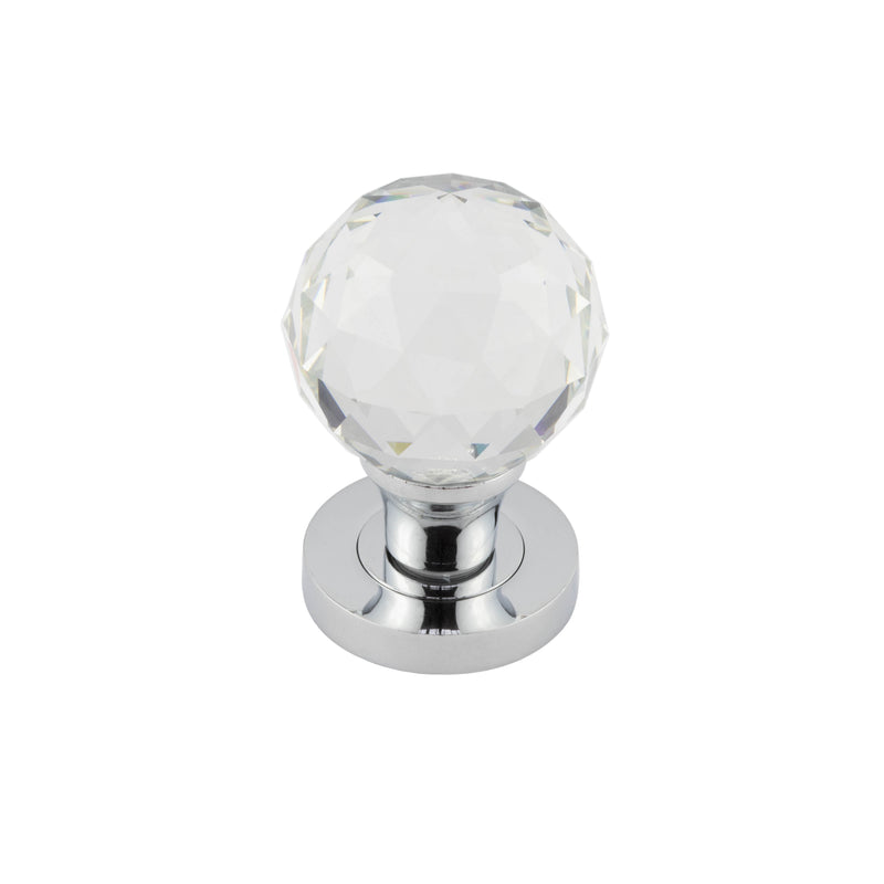 Frelan - Kontrax Faceted Glass Mortice Knob  - Polished Chrome - JH4255PC - Choice Handles