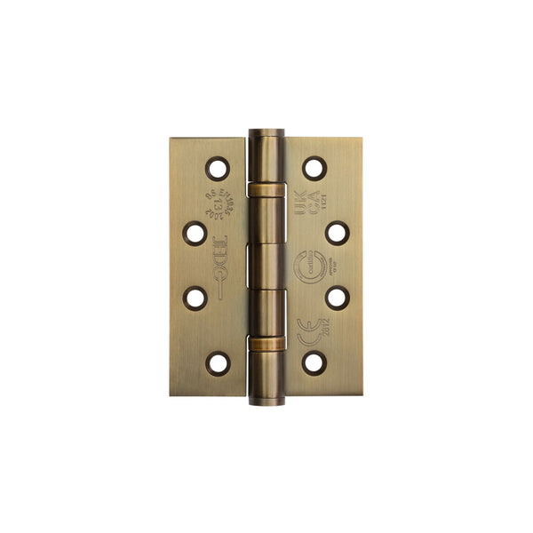 Jedo - Certifire Stainless Steel Grade 13 Ball Bearing Hinges 102x76x3mm - Antique Brass - J9500AB