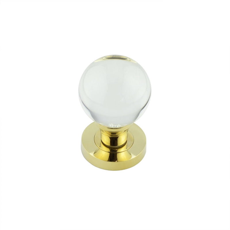 Jedo Plain Ball Glass Mortice Knob - Polished Brass - JH4201PVD