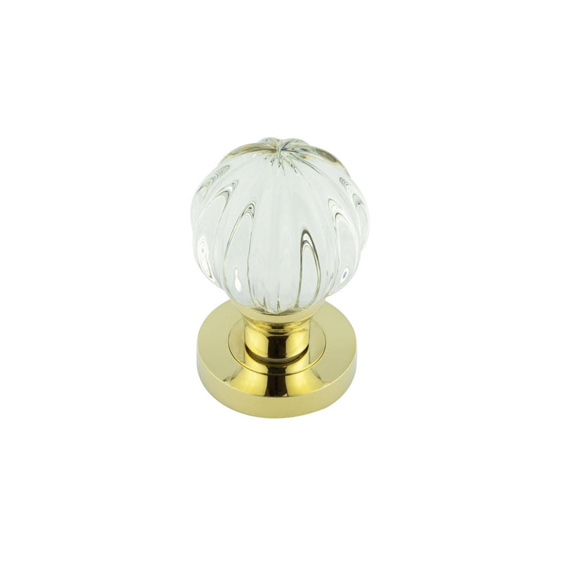 Jedo Pumpkin Glass Mortice Knob - Polished Brass - JH4202PVD