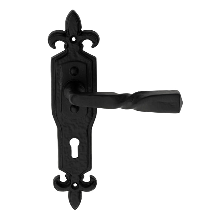 Carlisle Brass - Barley Twist Lever on Gothic Lock Backplate - Black Antique - LF5113 - Choice Handles