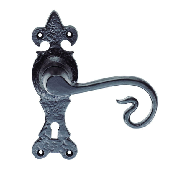 Carlisle Brass - Curly Tail Lever on Lock Backplate - Black Antique - LF5116 - Choice Handles