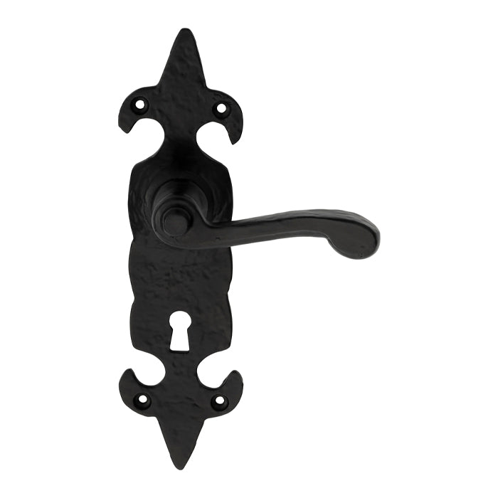 Carlisle Brass - Fleur de lys' Lever on Lock Backplate - Black Antique - LF5504 - Choice Handles